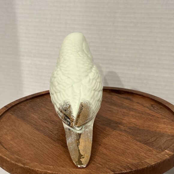 Vintage Mint Green Glass Parakeet Rare Gold Details - Picture 6 of 11